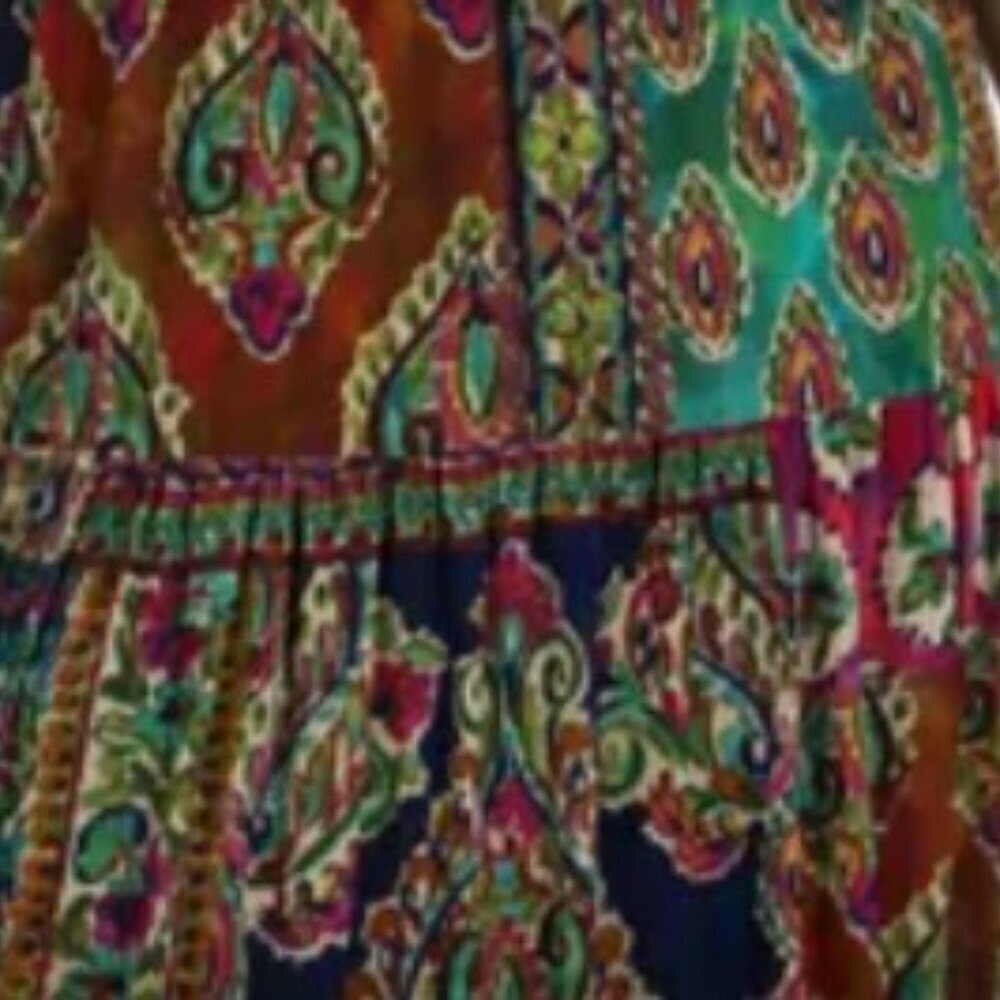 Robbie Bee Women's 10 Petite Sleeveless V-Neck Paisley A-Line Maxi Dress - Picture 2 of 16